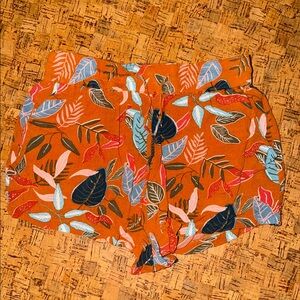 Garage Orange Leaf Print High Waist Shorts